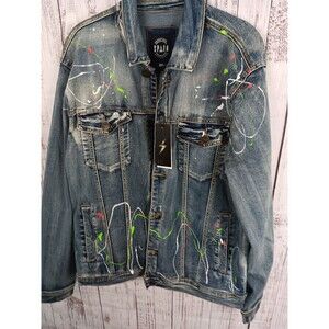 Spark Denim Jack Men's 2XL Blue Button Up Jacket  wash news